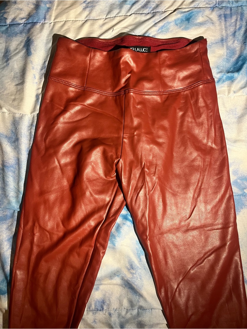 Faux-Leather Leggings - Rust Red